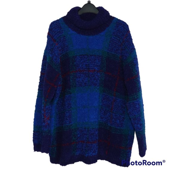 Hand Knit Mohair Blend Turtleneck Luxurious Jewel Tone Colors - Picture 1 of 3